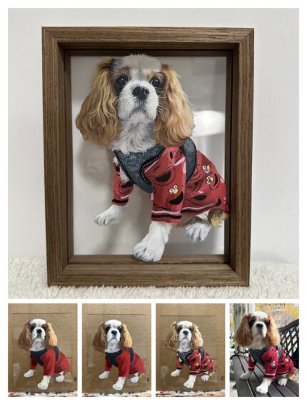 Hand-Painted Custom Pet Portrait – 2-Layer Glass Framed Art